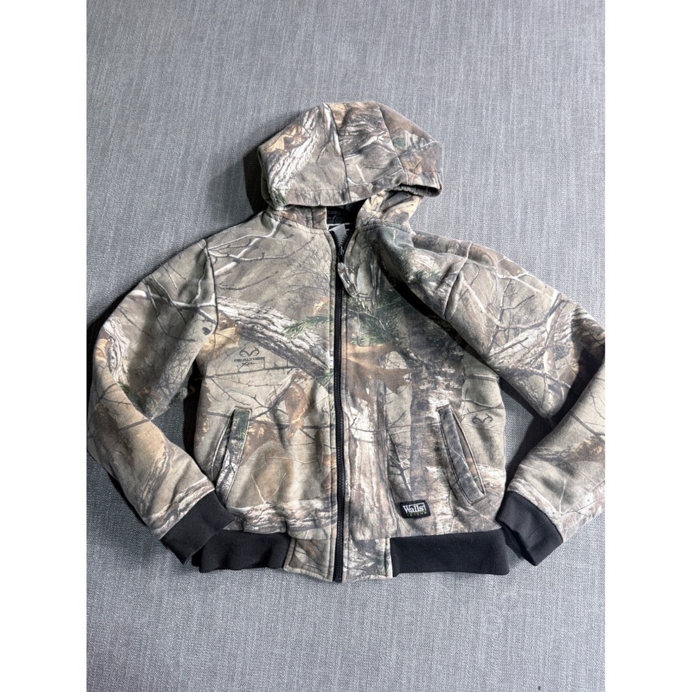 Walls Legend Youth Large Realtree Xtra Camo Full Zip Hooded Bomber Jacket Brown